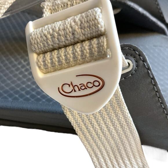 Chaco's Chillos Women's Slide Sandal Cream Adjustable Straps Gray Sole Size 11 - Picture 7 of 13